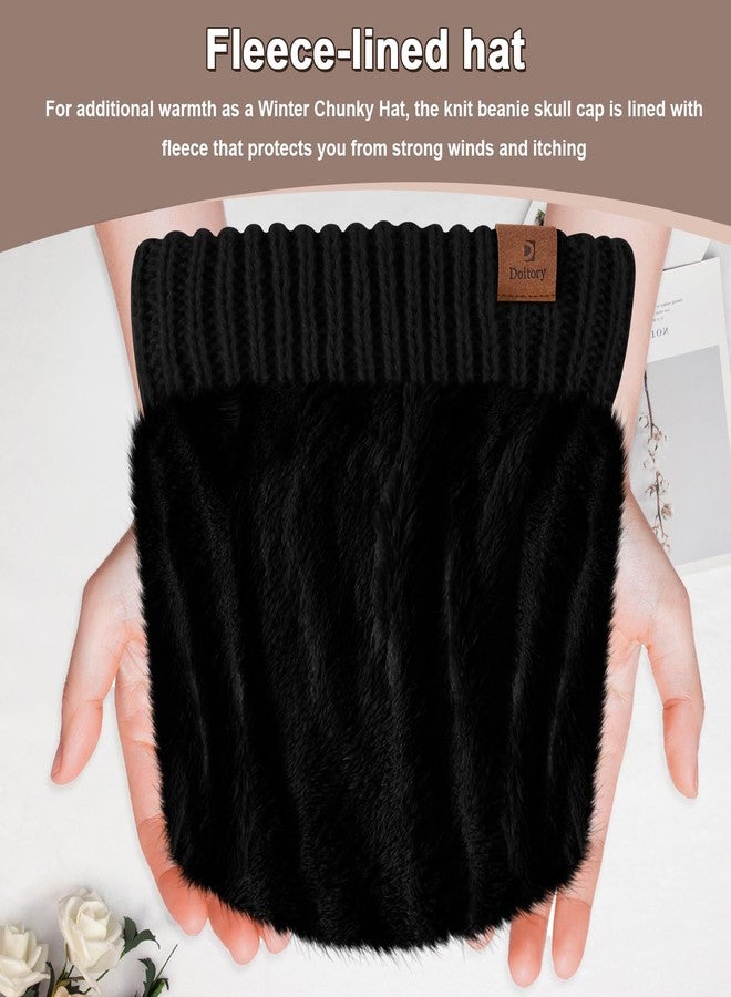 Doitory Beanies Hat for Women & Men,Warm Soft Knitted Beanie Unisex Cuffed Hat for Winter Fleece Lined Hats Snow Cap - Image 3